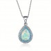 Loveasgard Necklaces Elegant Boho Chic Teardrop Opal Pendant Necklace - Sea Blue Zirconia, Perfect Birthday Gift for Her