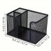 Axwhale Stationery Black Pen Holder, 2pcs Mesh Office Supplies Accessories Caddy with Sticky Notes Holder, Desk Organizer for Home, Office and School