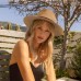 Eggrabbit Hats Solid Color Straw Elegant Belt Decorative Flat Brim Sun Hat Summer Casual Panama Hats For Women