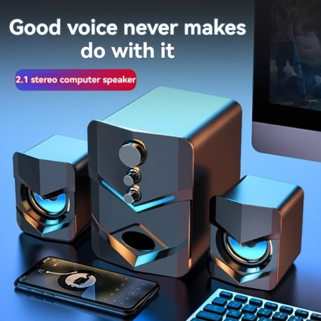 Rabbitiger Personal stereos Mini Portable Computer Speakers, Computer Sounder Speaker USB Powered 3.5mm Aux-in Connection Stereo Audio Multimedia Desktop Stereo Speaker 3-inch Bass Speaker