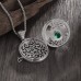 Loveasgard Lockets Vintage Style Silver-Plated Copper Locket Pendant Necklace with Synthetic Emerald, Elegant Fashion Jewelry for Women, All-Season Versatile Accessory for Daily Wear