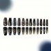 Cuteworld Artificial fingernails 24pcs Vintage Floral & Line Design Press-On Nails - Glossy Medium Ballet Shape, Mixed Colors for Everyday & Party Wear
