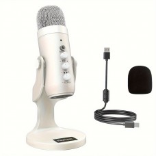 Colorearth Microphones Plug & Play USB Condenser Mic with Stand - Noise Reduction, Echo Cancellation, Real-Time Monitoring, Voice Control for Gaming, Music Recording, Live Streaming, Podcasts