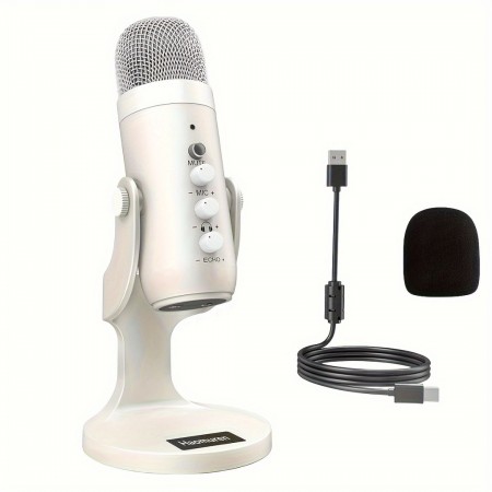 Colorearth Microphones Plug & Play USB Condenser Mic with Stand - Noise Reduction, Echo Cancellation, Real-Time Monitoring, Voice Control for Gaming, Music Recording, Live Streaming, Podcasts