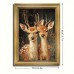 Tickeagle Picture Frames Vintage Deer in Golden Frame - Male with Majestic Antlers & Female, Perfect for Living Room Decor, 29.97x39.88 cm