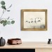 Dearforest Picture Frames Golden Frame Art, Red-Crowned Cranes in Misty Grassland, 29.97x39.88 cm, Elegant Dance, Living Room Wall Decor, Artistic Drawing Set