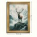 Owlqueen Picture Frames Majestic Stag in Mountain Landscape Art - 1 Piece Vintage Golden Frame Wall Decor for Home and Living Room, Durable Material, 29.97cm x 39.88cm