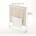 Okpanda Towel racks White Lacquered Iron Art Floor Standing Towel Rack with Bracket Shelf for Bathroom Storage Organizer, No Power or Battery Required