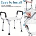 Anglecity Shower seats  Adjustable Height Shower Chair with Armrests - Sturdy Bath Stool for Seniors, Pregnant Women, Disabled - Tool-Free Assembly, Non-Slip Foot Pads, Maximum Load 150Kg, Comfortable Seating for Safe Bathing