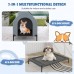 Enjoycity Dog kennels Weatherproof Dog House, Durable Synthetic Fiber Pet Kennel, Puppy Crate for Outdoor Use, Grey - 90x64.5x85.5CM