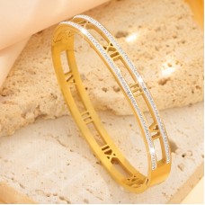 Todayelf Bracelets Allure Elegant Roman Numeral Bangle with Sparkling Rhinestones - Perfect for Casual Attire & Gifting