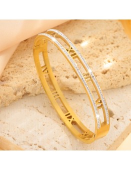 Todayelf Bracelets Allure Elegant Roman Numeral Bangle with Sparkling Rhinestones - Perfect for Casual Attire & Gifting