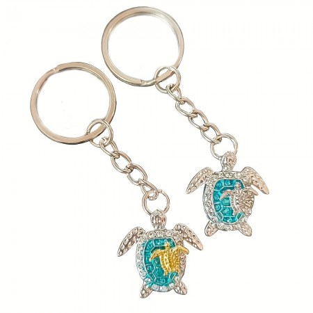Chicstar Key rings Turtle Pendant Keychain, Birthstone Turtle Keychain Jewelry Car Wallet Charm Handbag Backpack Pendant Accessories 2pcs