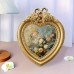 Holidaymoon Picture Frames Vintage Heart-Shaped Photo Frame with Butterfly Knot Detail, Resin Construction, Round Floral Embossed Picture Frame, Vertical Display, Elegant Wall Art Decor for Living Room and Bedroom