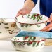 Chicat Bowls Durable Ceramic Festive Salad Bowl Anti-Scratch, Holiday Floral Design, Perfect for Christmas Meals 2pcs