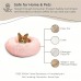 Roomango Pet cushions Round Donut Dog Bed With Plush Faux Fur Fabric, Calming, Cushion For Indoor Pets, Slip-Resistant Base Pink