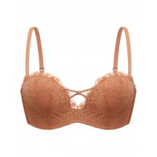 QUEENGOOSE bras Elegant Strapless Push-Up Bra for Women - Comfortable Underwire Support, Breathable Lace Jacquard Design with Keyhole Detail, Non-Padded, Hand Washable - M SIZE