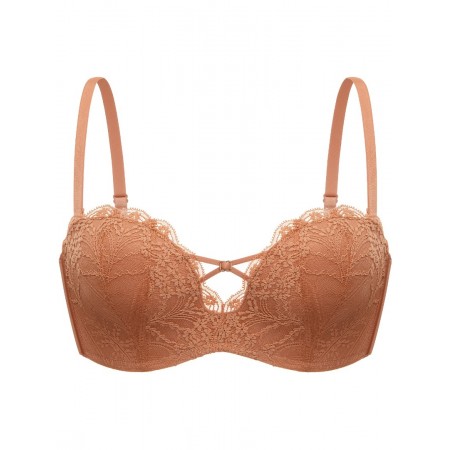 QUEENGOOSE bras Elegant Strapless Push-Up Bra for Women - Comfortable Underwire Support, Breathable Lace Jacquard Design with Keyhole Detail, Non-Padded, Hand Washable - M SIZE