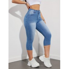Jellykoala Jeans Women's Stretch Denim Capri Jeans - Mid-Rise, Slim Fit with Metal Chain Detail, Rayon Blend for Spring/Fall M SIZE