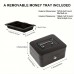 Suntree Metal lock boxes VSteel Cash Box with Key Lock: Secure Money Storage with Money Tray (Black, 15.24 cm)