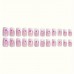 Friend cat Artificial fingernails Elegant Pink Floral Gradient Press-On Nails Set - Glossy Short Square False Nails with Sparkling Accents, Includes Jelly Glue & Nail File - Ideal for Women and Girls, Cute Nails 24pcs 
