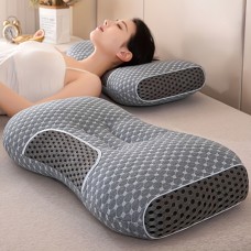 Rabbitcat Pillows Ergonomic Orthopedic Neck Support Pillow, Medium Firmness, Knitted Cover, Adult All-Season, with Removable Zippered Polyester Cover, Hand Washable 2pcs