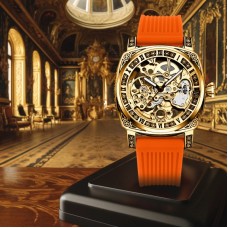 Mytheart Watches Men's Golden Orange Hollow Automatic Mechanical Watch