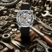 Hotcity Watches A Vintage Silvery Men's Watch With A Golden Hollow Automatic Mechanical Movement