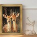 Tickeagle Picture Frames Vintage Deer in Golden Frame - Male with Majestic Antlers & Female, Perfect for Living Room Decor, 29.97x39.88 cm