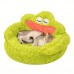 Owlqueen Pet cushions Cozy Green Frog-Shaped Plush Round Dog - Soft, Warm Polyester Fiber, Non-Assemblable - Ideal for Small to Medium Breeds, Cute 