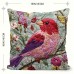 Roomountain Cushions Vintage-Inspired Purple Finch & Floral Throw , 45.72x45.72 cm, Soft Short Plush with Zip Closure - Machine Washable, Ideal for Bedroom, Office, Car, and Farmhouse Decor, Decorative