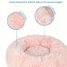 Roomango Pet cushions Round Donut Dog Bed With Plush Faux Fur Fabric, Calming, Cushion For Indoor Pets, Slip-Resistant Base Pink