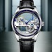 Jellycode Watches Men's Silvery Black Belt Classic Luminous Automatic Skeleton Mechanical Watch