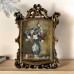 Barleyear Picture Frames Vintage European Style Embossed Picture Frame, Resin Single Photo Frame with Varnished Finish, Vertical Oblong Shape, Lightweight, Family Theme Wall Decor for Home and Boutique