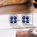 coral elf Ear studs A Pair Of Elegant And Simple Fashion Earrings For Ladies, Featuring A Square-shaped Synthetic Blue Gemstone Embedded With Zirconia, Suitable For Engagement, Banquets, Parties, Daily Wear, And Casual Accessories