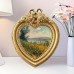 Holidaymoon Picture Frames Vintage Heart-Shaped Photo Frame with Butterfly Knot Detail, Resin Construction, Round Floral Embossed Picture Frame, Vertical Display, Elegant Wall Art Decor for Living Room and Bedroom
