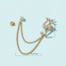 Ladyes Brooches for clothing Christmas Rhinestone Decor Reindeer Brooch Lapel Pins With Hanging Chain Tassel Festival Jewelry