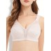 ANGLEGOOSE bras Soft Daily Bra - Women's Full Coverage Jacquard Without Padding - Steel Ring, Lace Edge, Skin Friendly, Comfortable Underwear Light Color M SIZE