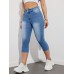 Jellykoala Jeans Women's Stretch Denim Capri Jeans - Mid-Rise, Slim Fit with Metal Chain Detail, Rayon Blend for Spring/Fall M SIZE