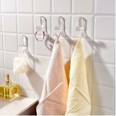 TOPRINCE Towel Metal Wall Mounted 3pcs Acrylic Transparent Hooks - Easy Install, No-Drill Adhesive Wall Hangers for Dorms & Home Decor