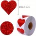 Blackowl Stickers Sparkling Red Glitter Heart Stickers, 1-Inch - Perfect for Valentine's Day, Weddings & Anniversaries, Decorative Love Labels on White Background, Valentines Decorations 100pcs