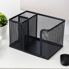 Axwhale Stationery Black Pen Holder, 2pcs Mesh Office Supplies Accessories Caddy with Sticky Notes Holder, Desk Organizer for Home, Office and School