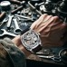 Hotcity Watches A Vintage Silvery Men's Watch With A Golden Hollow Automatic Mechanical Movement