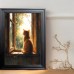 Anglewhale Picture Frames Serene Windowsill Scene, 29.97x39.88 cm, Perfect for Living Room Wall Decor, Old Female Cat, Light Green Wall, Home Walls Decoration, 2D, Perfect for Room Decor