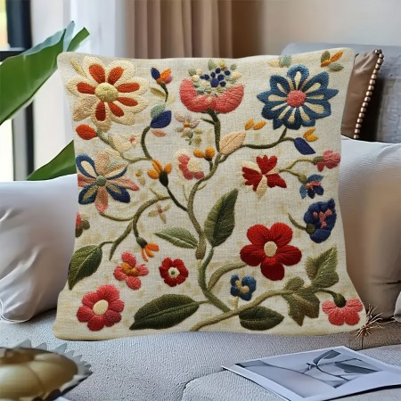 Dearforest Cushions Vintage-Inspired Swedish Floral Throw Pillow , 45.72x45.72 cm, Double-Sided Print, Short Plush Polyester with Zip Closure - Ideal for Bedroom, Office, Car, and Farmhouse Decor, Machine Washable 