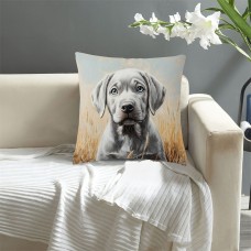 Zooearth Cushions Vintage Style Double-Sided Silver Labrador Throw Pillow , 45.72x45.72 cm, Short Plush, Machine Washable, Zipper Closure, Woven Polyester, Decorative Cushion Case for Home, Office, Car