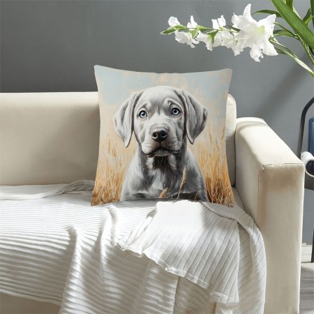 Zooearth Cushions Vintage Style Double-Sided Silver Labrador Throw Pillow , 45.72x45.72 cm, Short Plush, Machine Washable, Zipper Closure, Woven Polyester, Decorative Cushion Case for Home, Office, Car