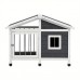 Okpanda Dog kennels Wooden Pet Dog Kennel Awning Cabin Log Box Home Dog Cage Timber House