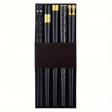 Teadiary Chopsticks 5pcs Fashion Chopsticks - Reusable, Non-Slip, High-Temperature Alloy, Solid Pattern, Glass Fiber Material, Dishwasher Safe, for Restaurants / Chinese Cuisine Enthusiasts
