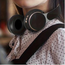 Amblecat Headphones Foldable Wireless Headset with Condenser Mic, Noise-Canceling Voice Call Push Button Volume Control, Lightweight Plastic Earphones for Travel, Work, Gaming, Compatible 